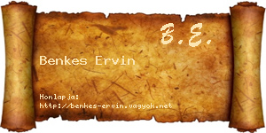 Benkes Ervin névjegykártya